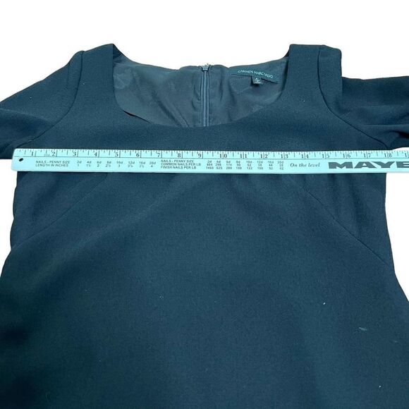 CARMEN Marc Valvo Dress Black‎ Gold Metallic Beaded Hem Size 6 - Picture 11 of 13